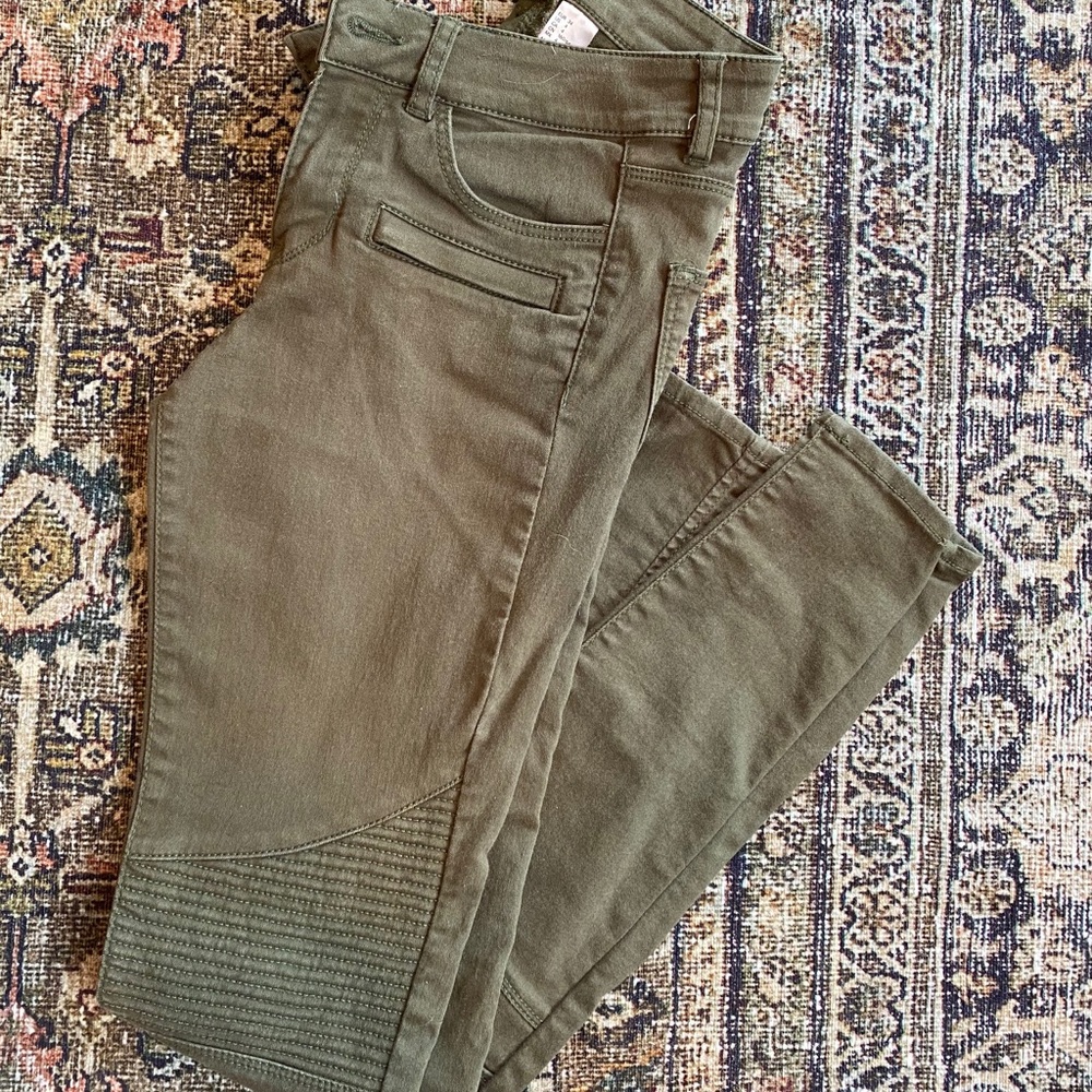 H&M khaki green Moto pants